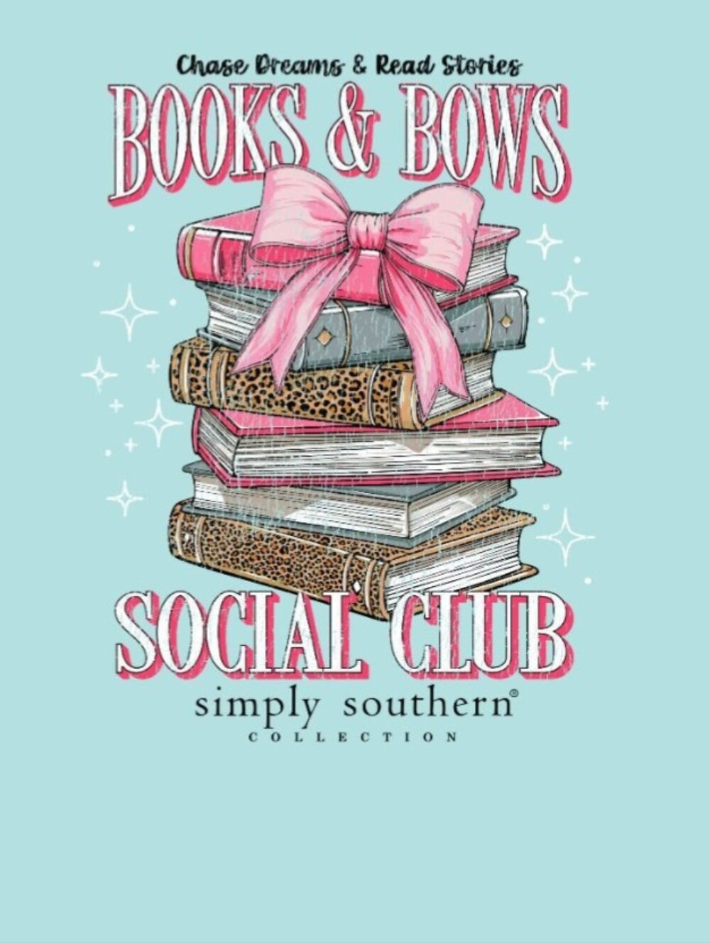Assorted Sizes-Simply Southern Books & Bows Aqua T-Shirt-NWT - Picture 3 of 9